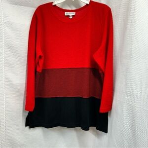 Red and Black Boxy Sweater shirt  with Long‎ Sleeves